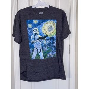 Star Wars Men’s Size Large Gray Storm Trooper Starry Night Short Sleeve‎ T-Shirt